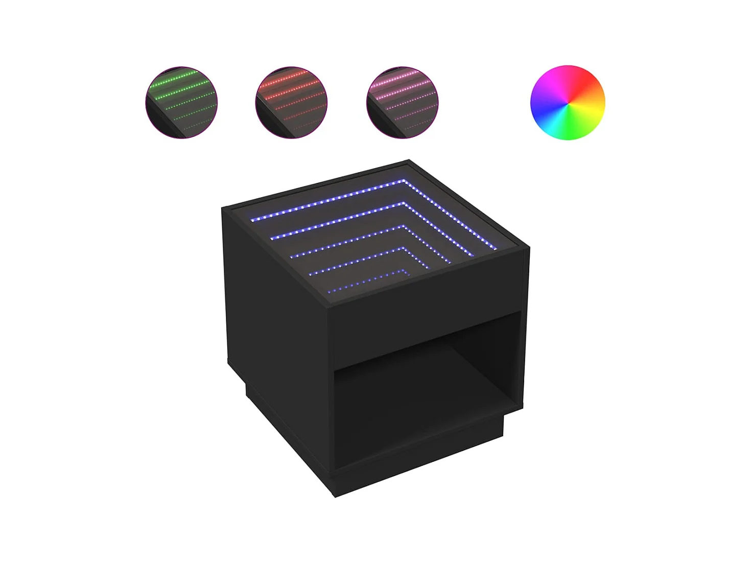 Table basse salon-Table d'appoint avec LED infini noir 50x50x50 cm SHL75273