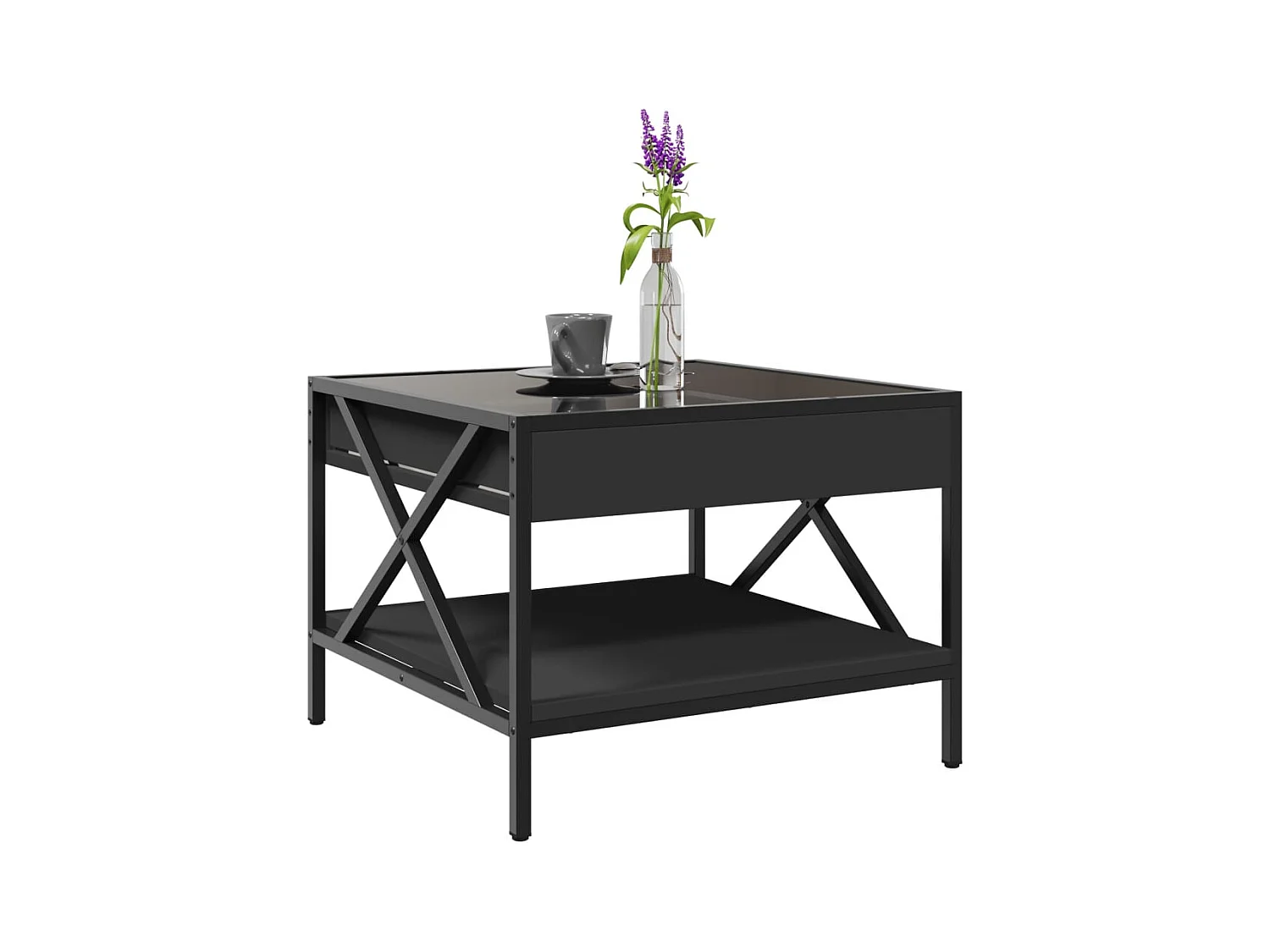 Mesa de centro-Mesa auxiliar madera de ingeniería roble ahumado 40x40x43 cm SHL2583