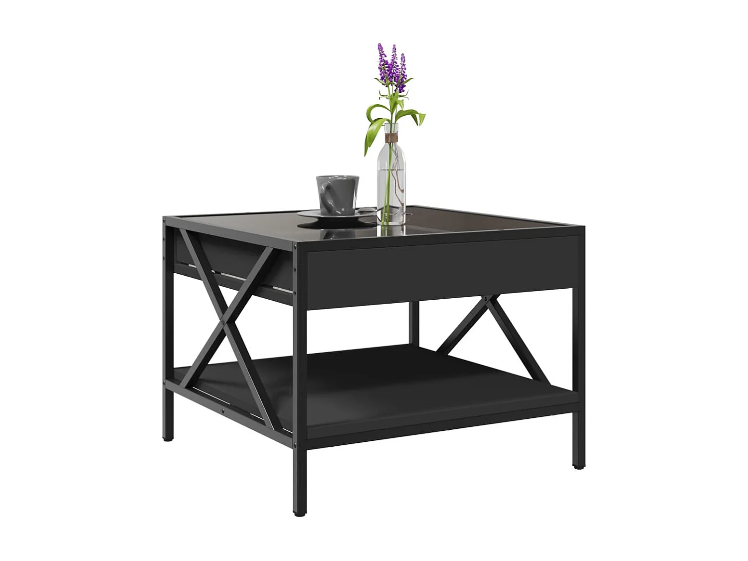 Mesa de centro-Mesa auxiliar madera de ingeniería roble ahumado 40x40x43 cm SHL2583