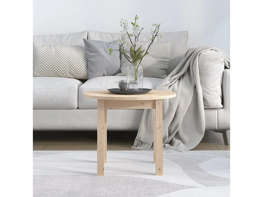 Couchtisch-Wohnzimmertisch-Beistelltische Ø 55x45 cm Massivholz Kiefer SHL23336