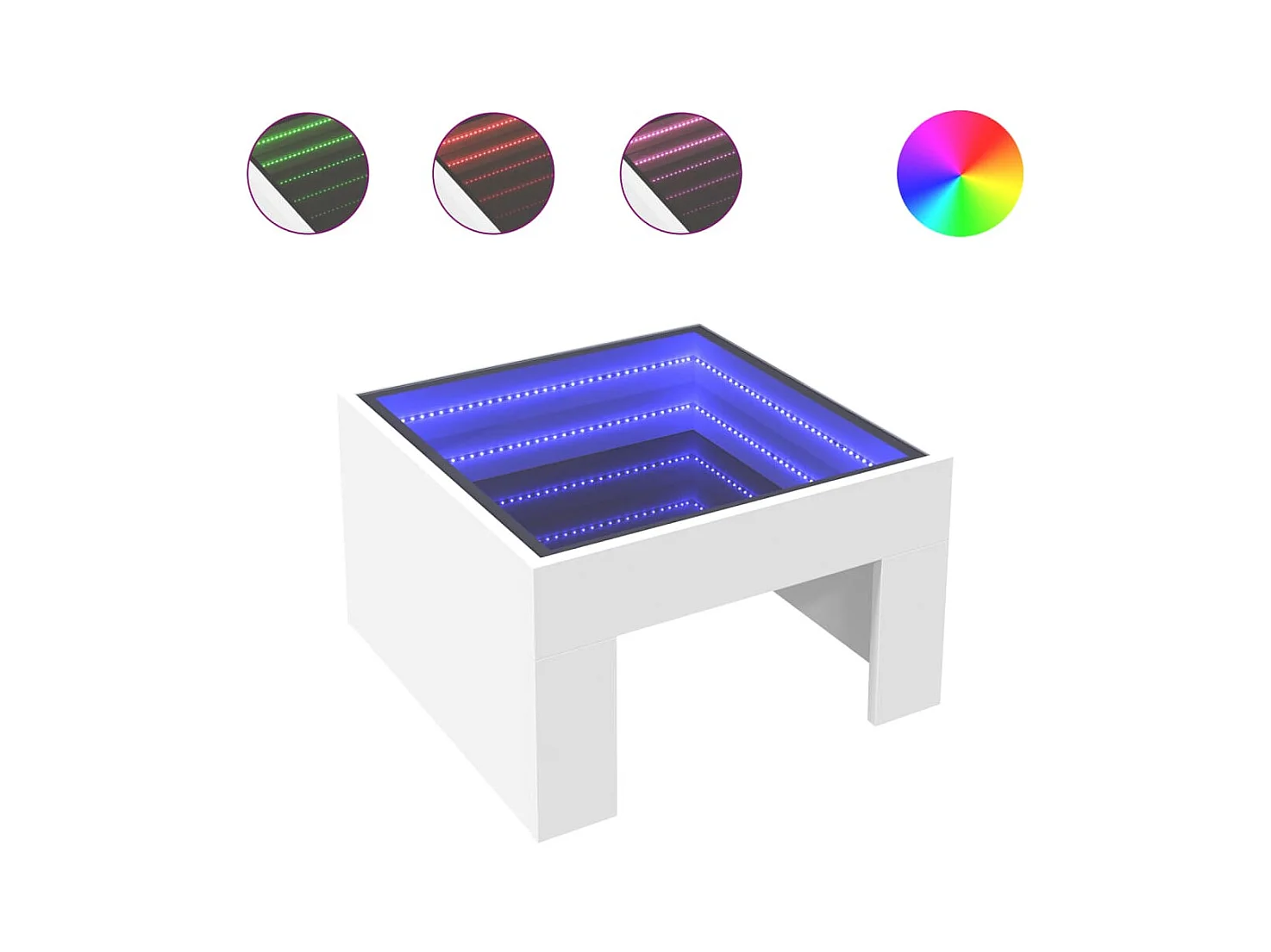 Table basse salon-Table d'appoint avec LED infini blanc 50x50x30 cm SHL86038