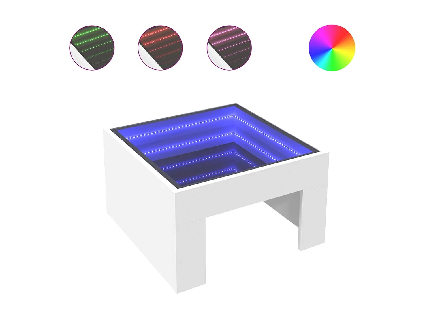 Couchtisch mit Infinity-LED | Beistelltische | Sofatisch Weiß 50x50x30 cm SHL13277