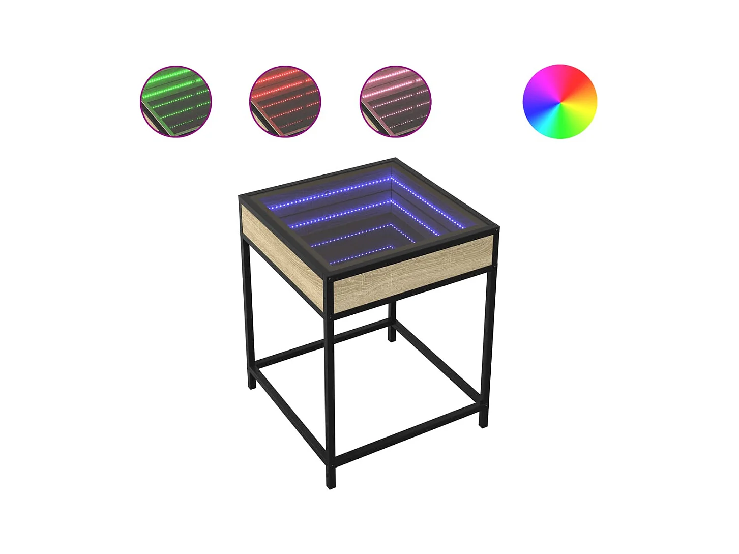 Table basse salon-Table d'appoint avec LED Infinity chêne sonoma 40x40x51 cm SHL38563
