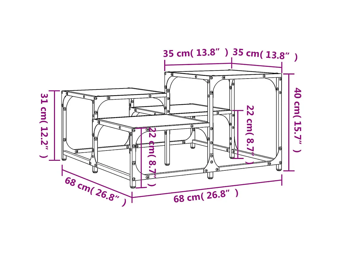 Mesa de centro-Mesa auxiliar de madera maciza de acacia 90x50x40 cm SHL2622
