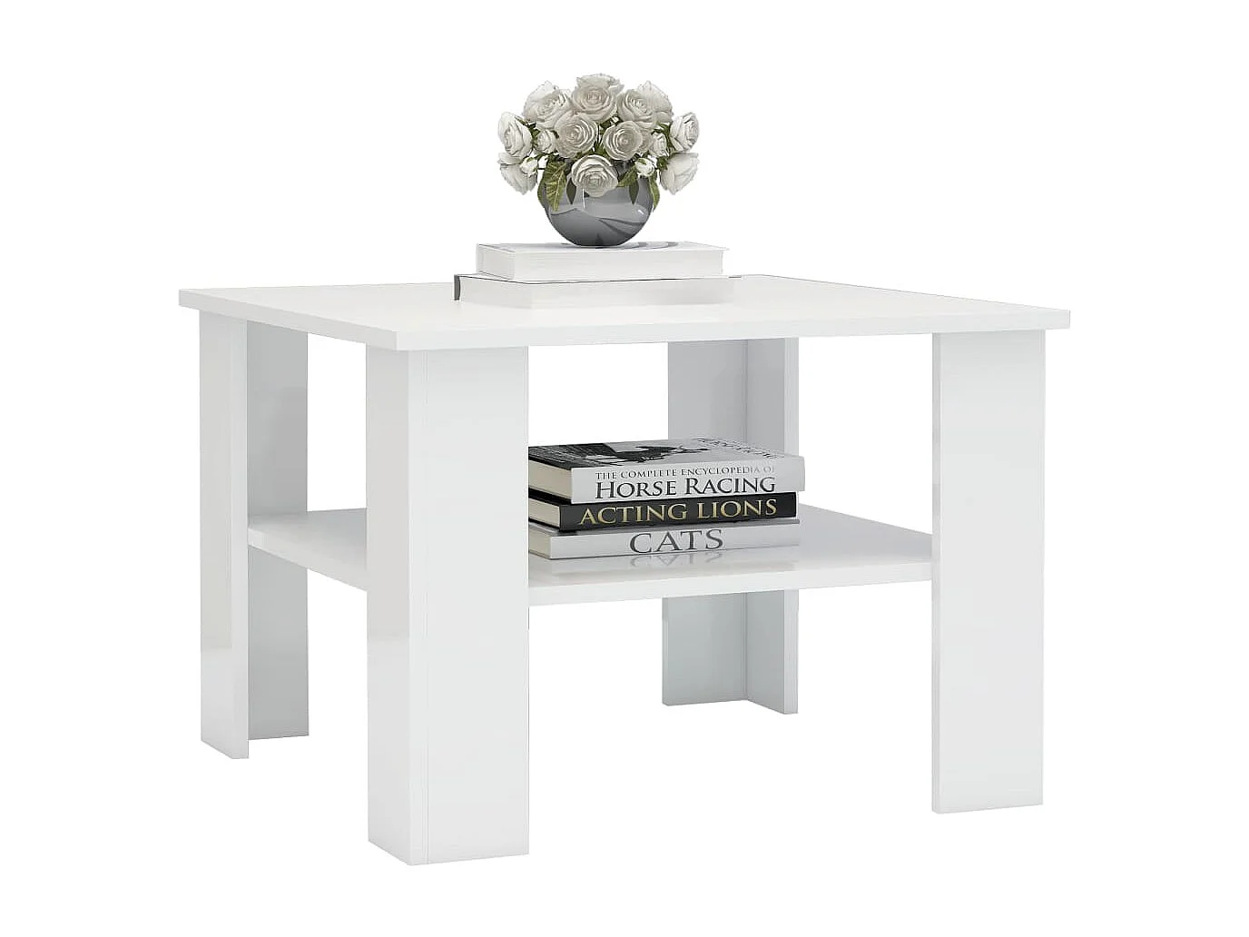 Couchtisch-Sofatisch-Beistelltische Hochglanz-Weiß 60x60x42 cm Holzwerkstoff SHL56684