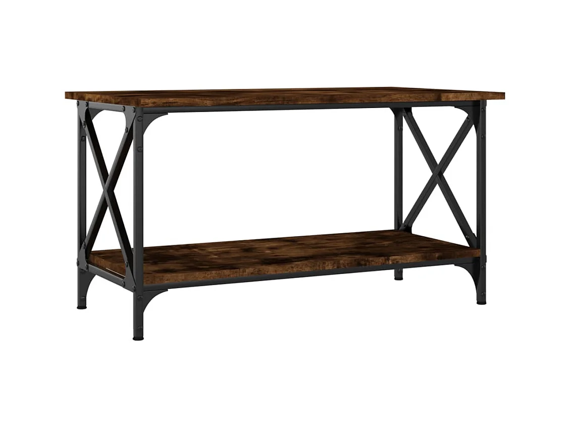 Table basse salon-Table d'appoint Chêne fumé 80x45x45 cm Bois d'ingénierie et fer SHL44115