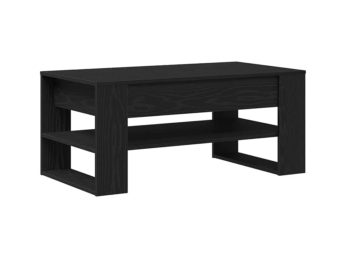 Table basse salon-Table d'appoint noire en chêne 102x55x45 cm en bois d'ingénierie SHL15391