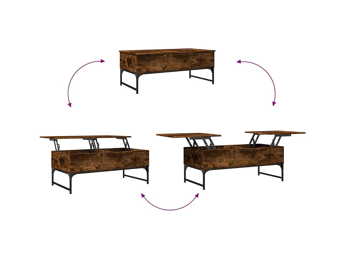 Table basse salon-Table d'appoint chêne fumé 100x50x40 cm bois d'ingénierie et métal SHL29595