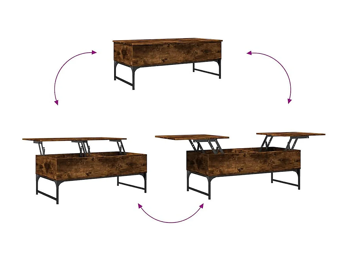 Table basse salon-Table d'appoint chêne fumé 100x50x40 cm bois d'ingénierie et métal SHL29595
