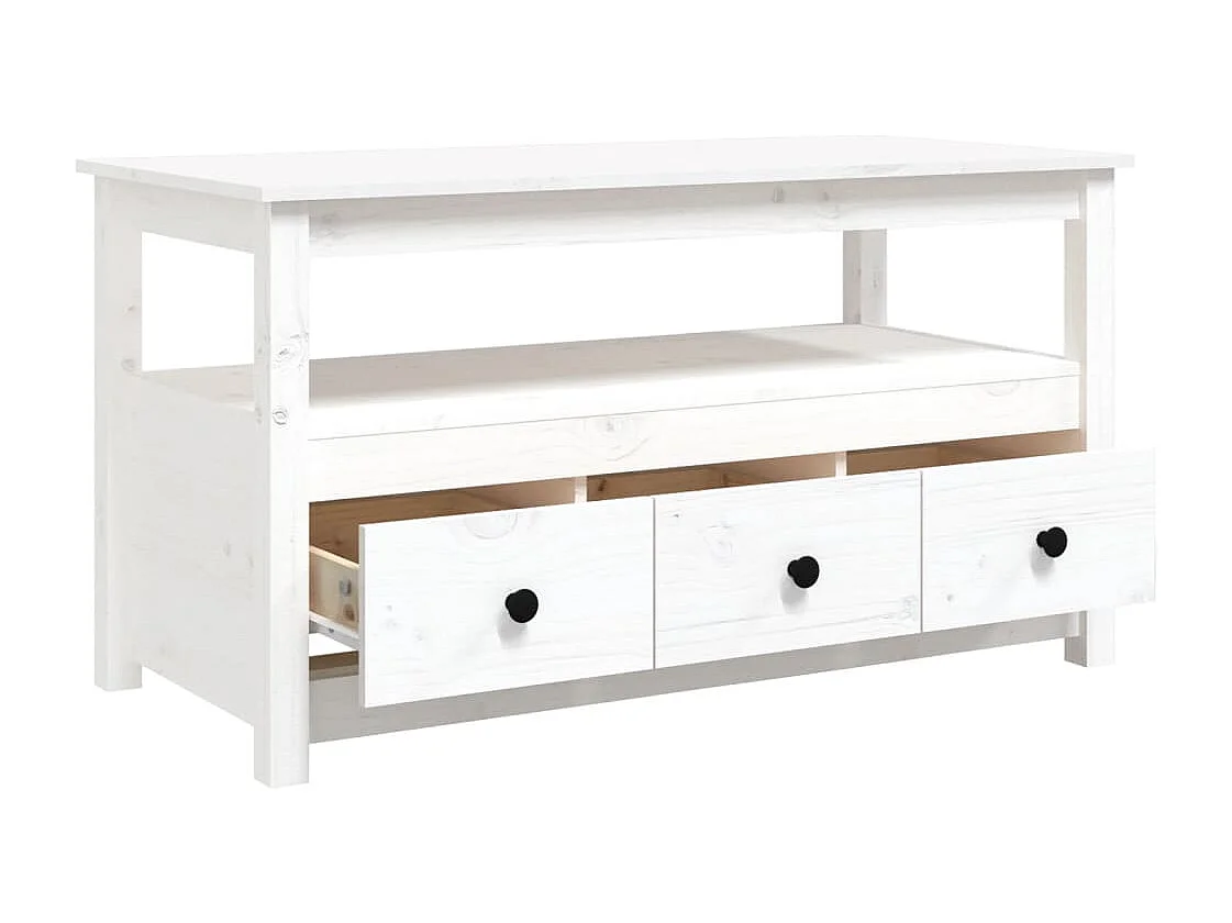 Couchtisch-Wohnzimmertisch-Beistelltische Weiß 102x49x55 cm Massivholz Kiefer SHL6400