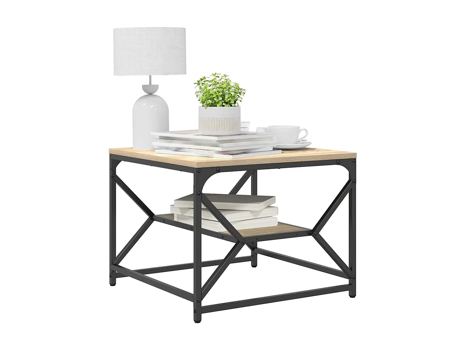 Tavolino da Salotto-Tavolino da Caffè Laterale Rovere Sonoma 51x50x40 cm SHL32238