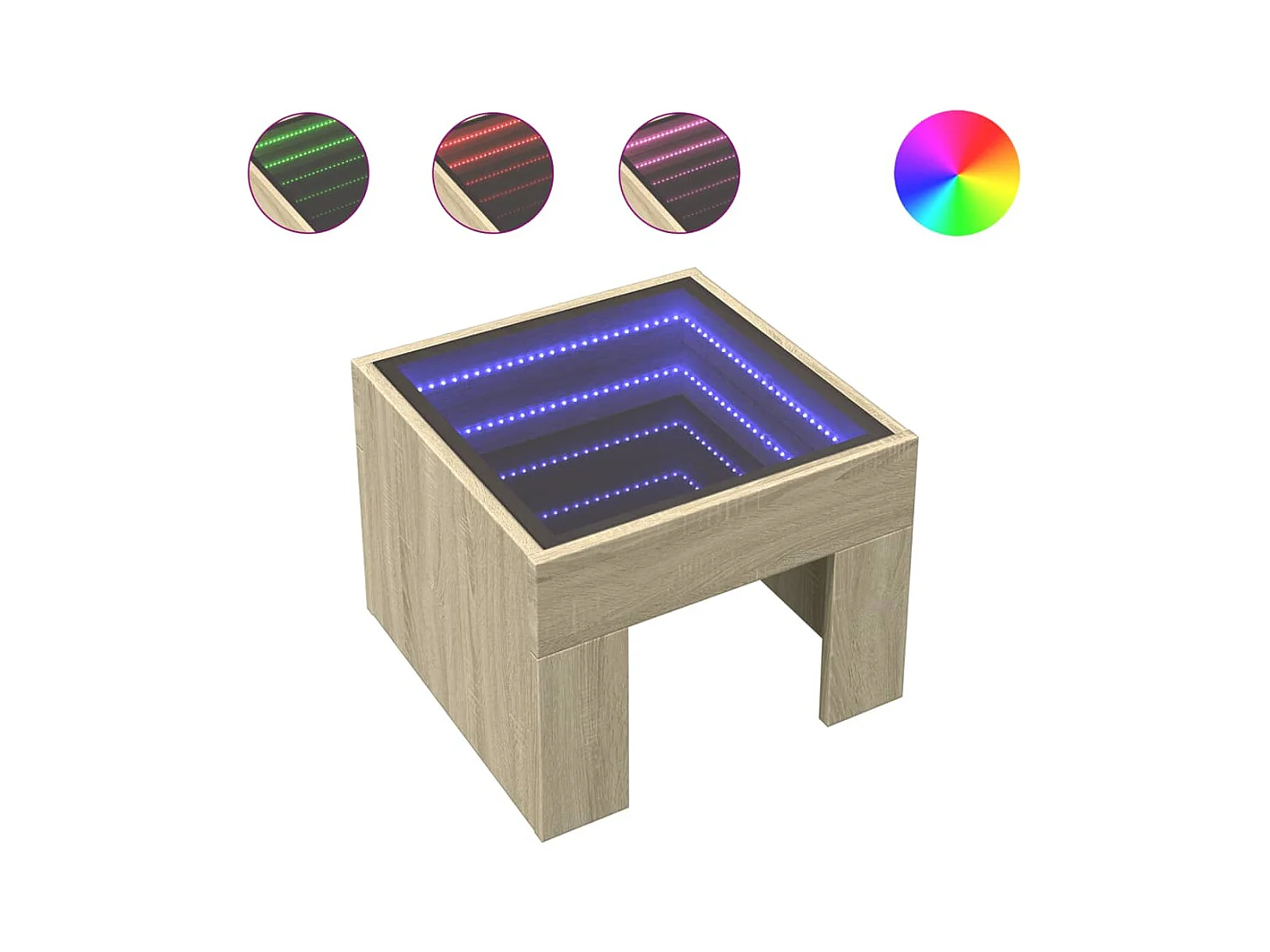 Table basse salon-Table d'appoint avec LED infini chêne sonoma 40x40x30 cm SHL74896