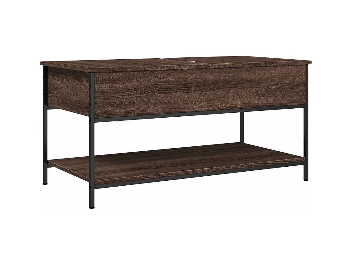 Table basse salon-Table d'appoint chêne marron 100x50x50cm bois d'ingénierie et métal SHL70044