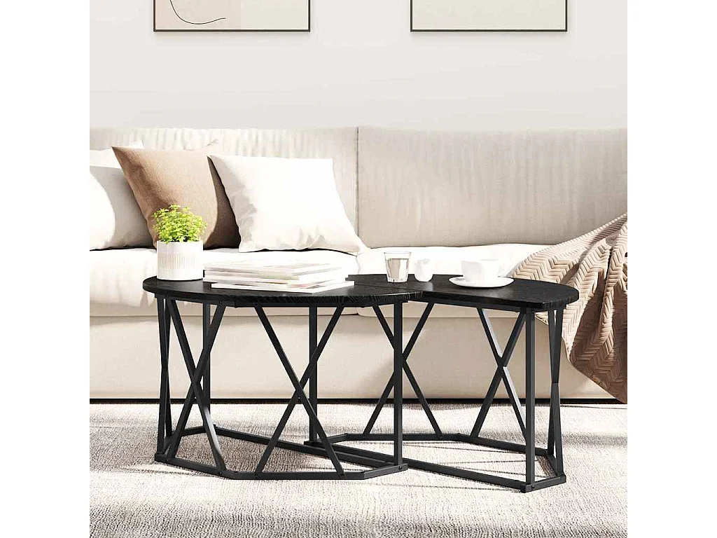 Mesa de centro-Mesa auxiliar-Mesita de centro madera de ingeniería negro 102x50,5x46,5 cm SHL61204