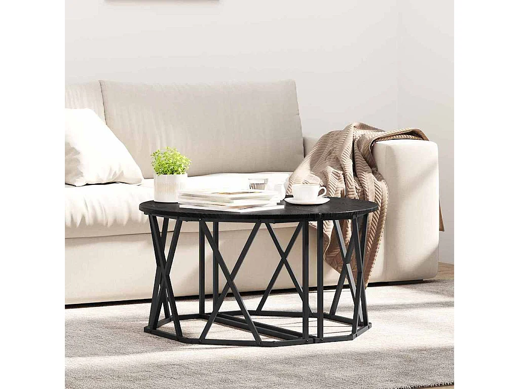 Couchtisch-Wohnzimmertisch-Beistelltische Schwarz Eichen-Optik 80x80x42 cm SHL59593