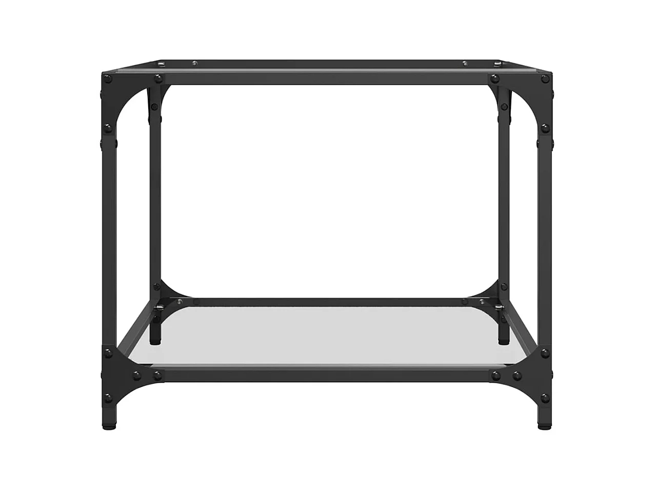 Table basse salon-Table d'appoint-dessus en verre transparent 50x50x40 cm acier SHL62767