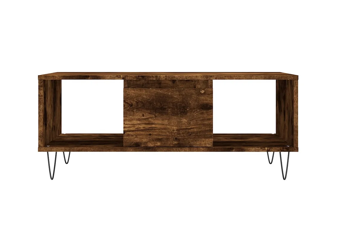 Mesa de centro | Mesa auxiliar madera ingeniería metal marrón roble 80x80x30 cm SHL4913