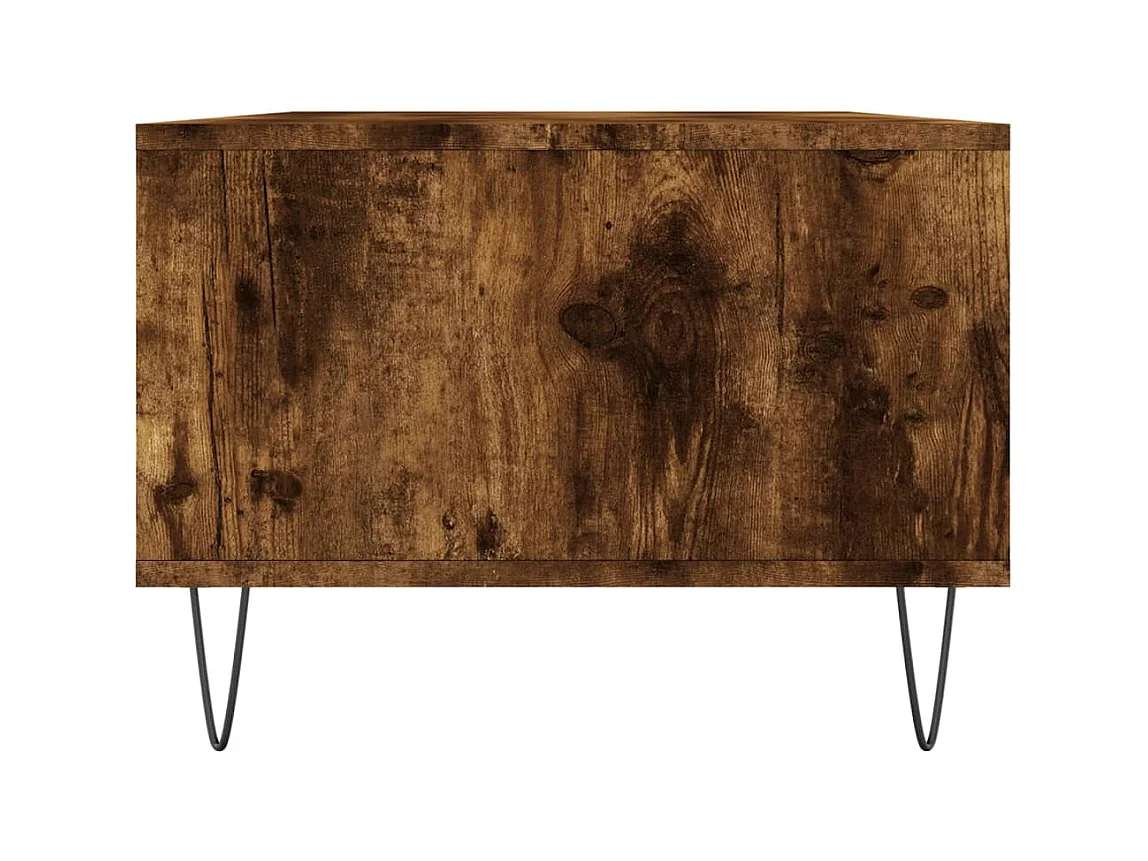 Mesa de centro | Mesa auxiliar madera ingeniería metal marrón roble 80x80x30 cm SHL4913