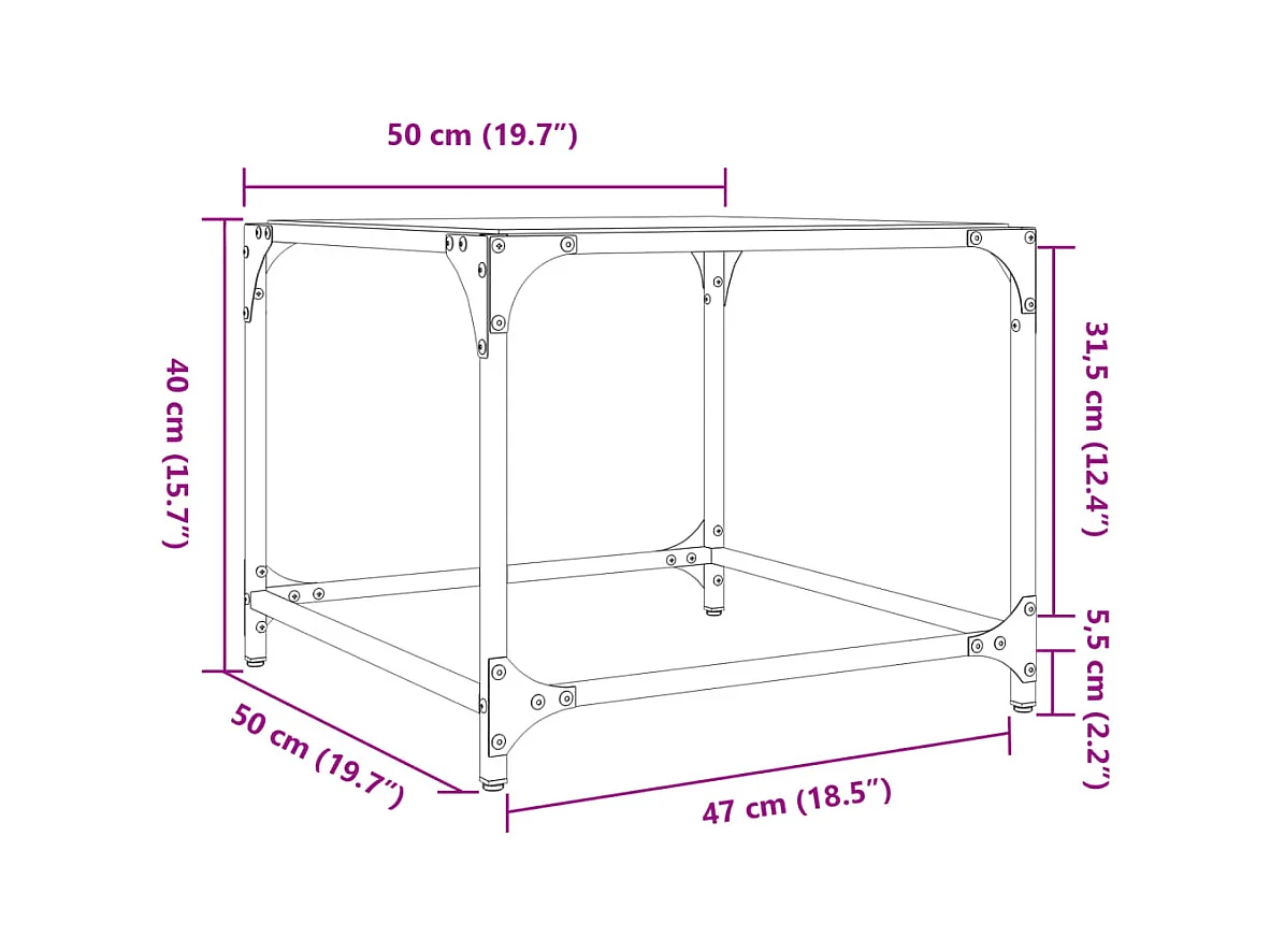 Mesa de centro-Mesa auxiliar de vidrio templado transparente 98x45x30 cm SHL2653