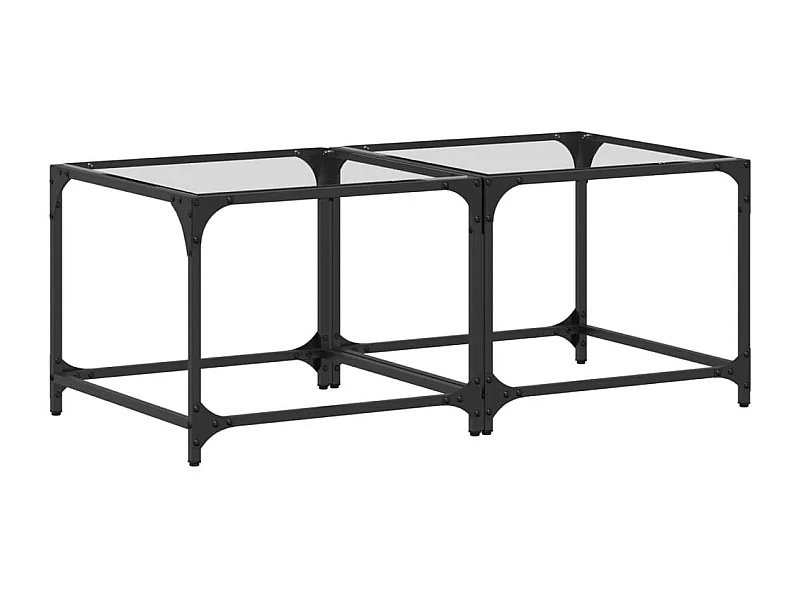 Tables basses salon-Tables d'appoint avec dessus en verre transparent 2 pcs acier SHL7729