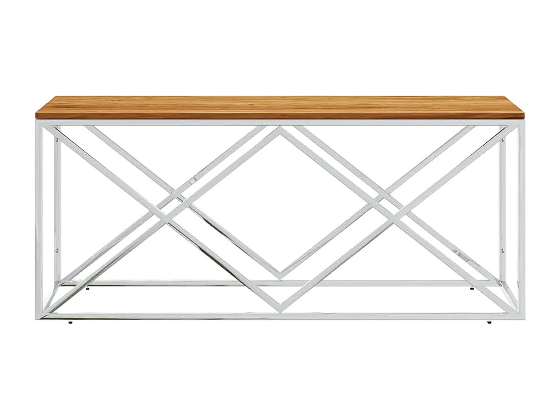 Couchtisch-Sofatisch-Beistelltische Edelstahl und Massivholz Akazie SHL67428