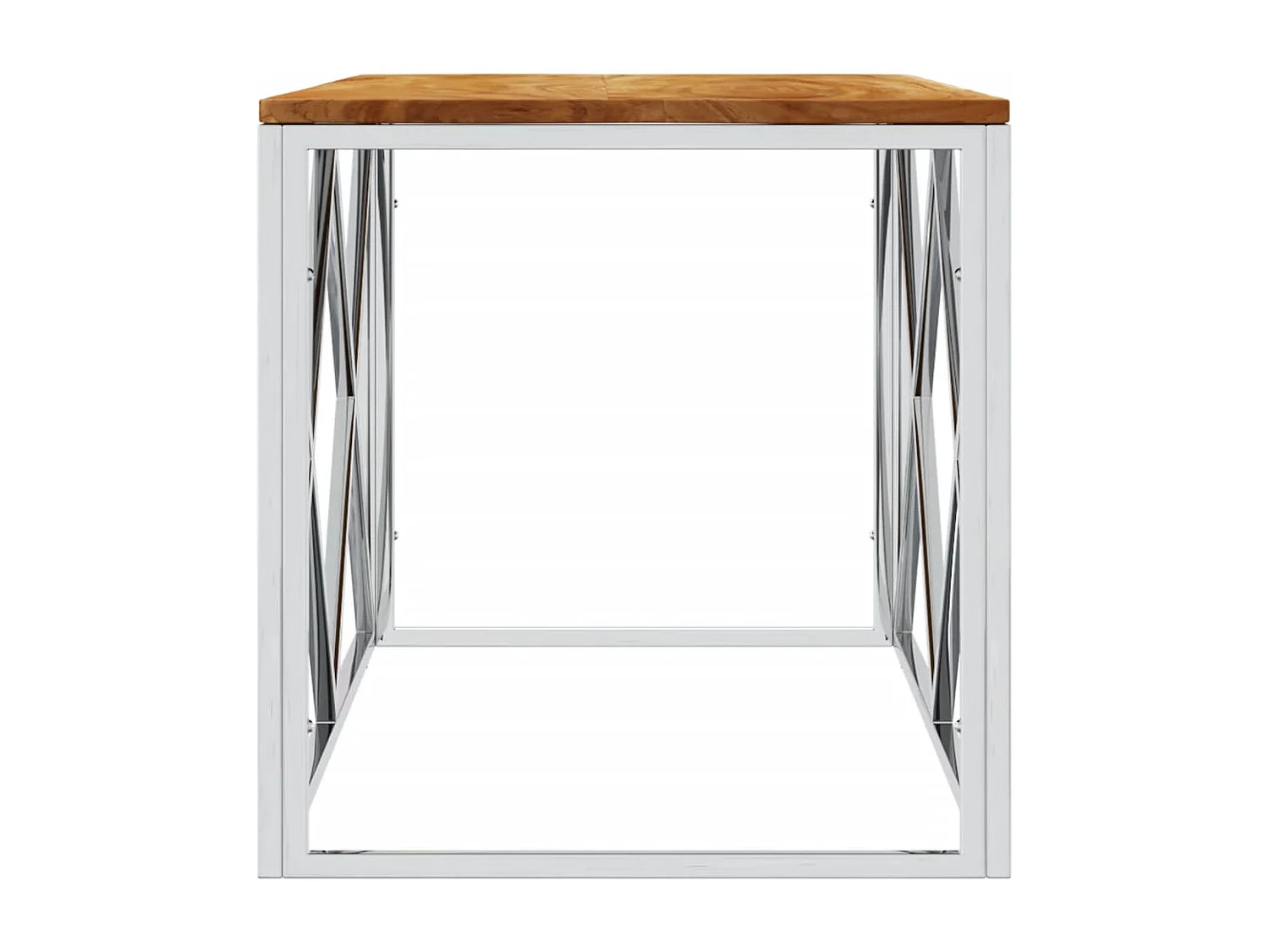 Couchtisch-Sofatisch-Beistelltische Edelstahl und Massivholz Akazie SHL67428