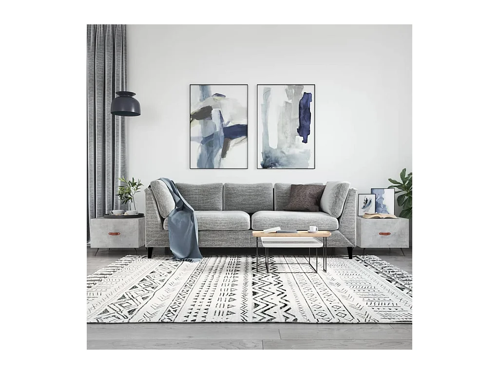 Salontafel Set van 2 | Bijzettafel | Koffietafel 2 st 50x50x40 cm bewerkt hout betongrijs