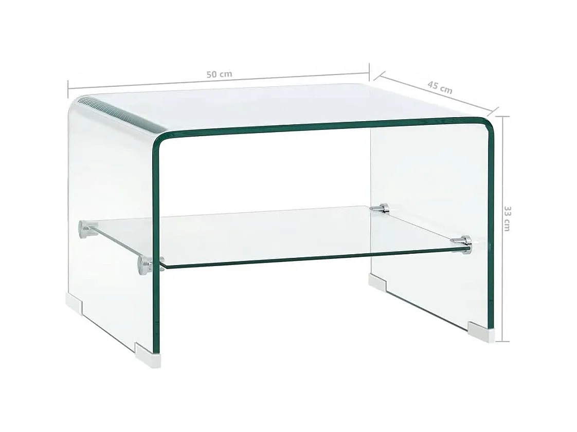 Mesa de centro | Mesa de apoio 50x45x33 cm vidro temperado transparente