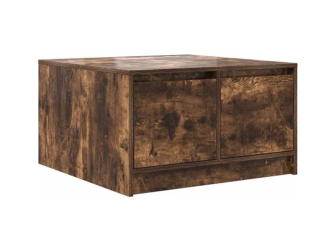 Table basse salon-Table d'appoint avec tiroirs chêne fumé 70,5x70x40 cm SHL71778