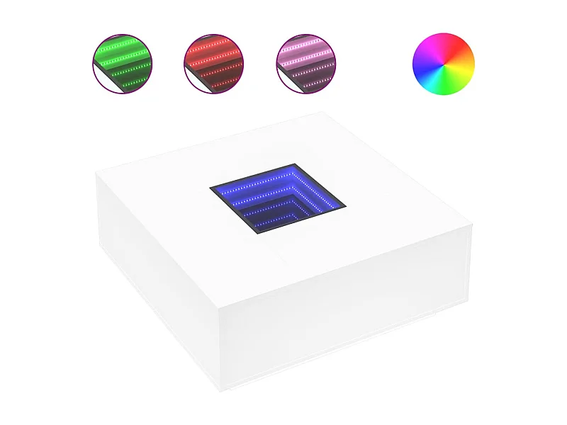 Couchtisch-Wohnzimmertisch-Beistelltische mit Infinity-LED Weiß 100x100x40 cm SHL83178