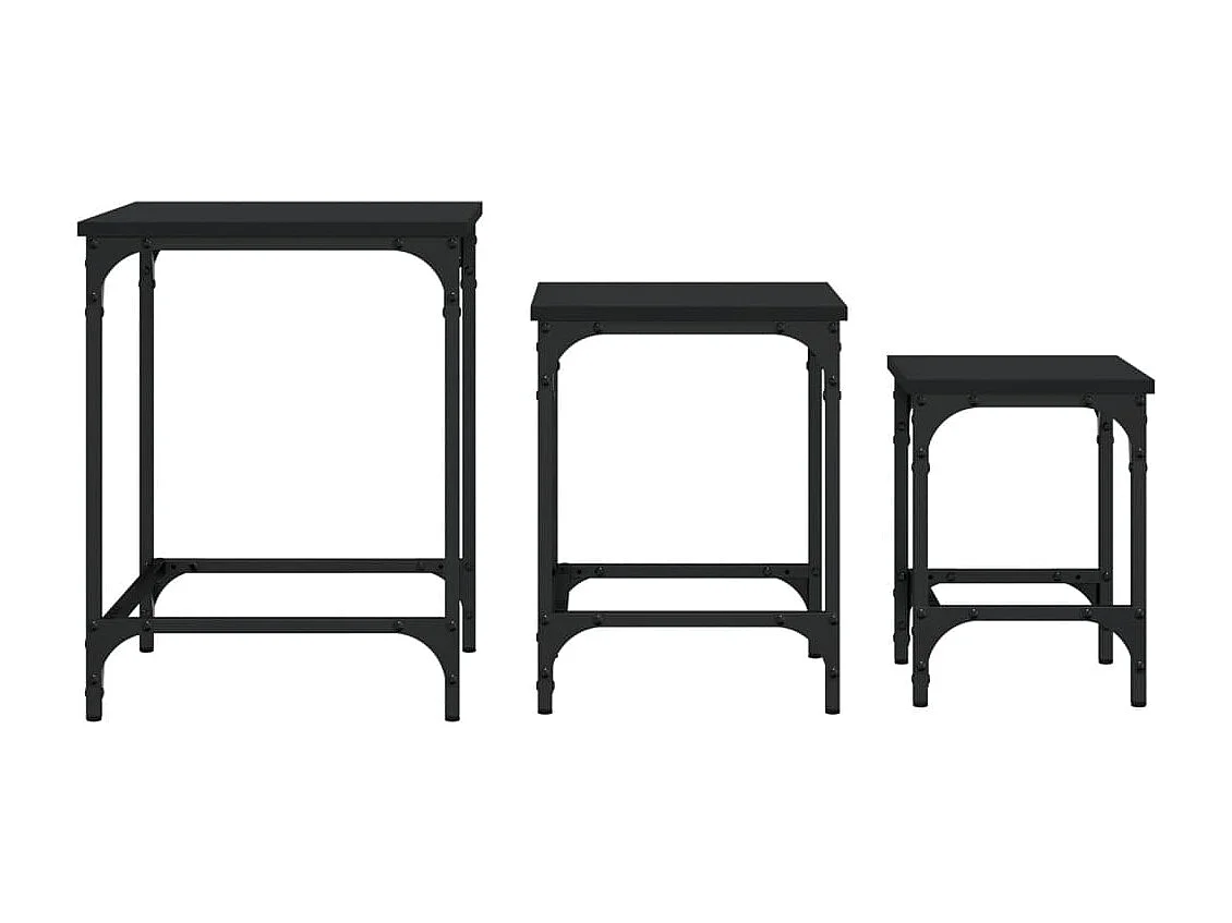 Tables basses gigognes 3 pièces noir bois d'ingénierie pour Salon, Chambre SHL68327