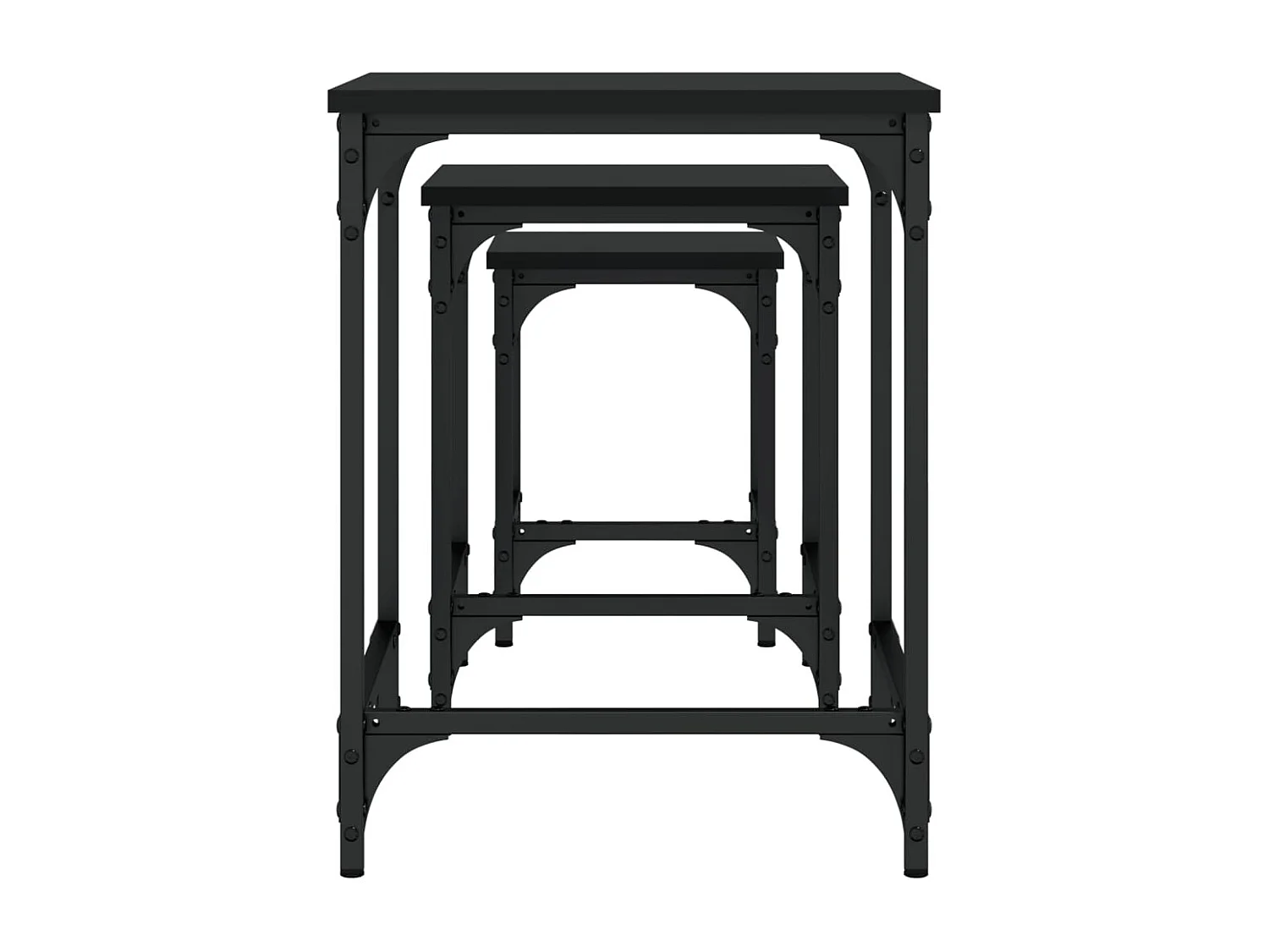 Tables basses gigognes 3 pièces noir bois d'ingénierie pour Salon, Chambre SHL68327