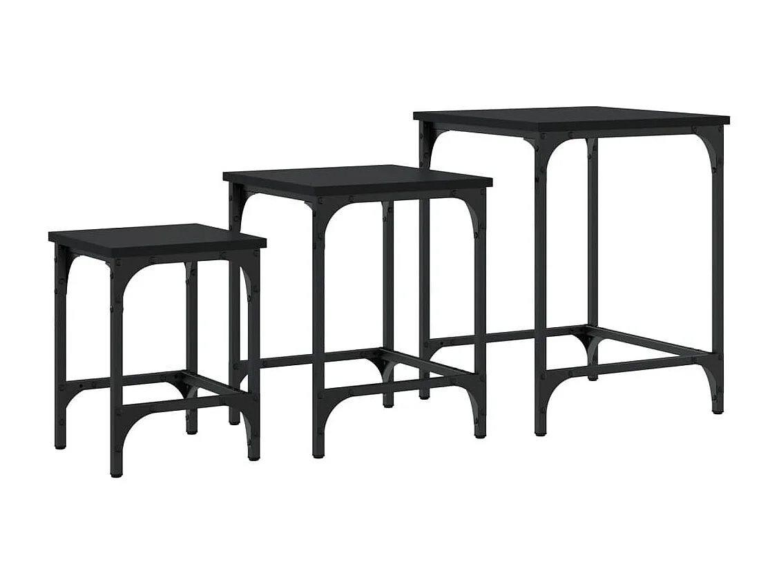 Tables basses gigognes 3 pièces noir bois d'ingénierie pour Salon, Chambre SHL68327