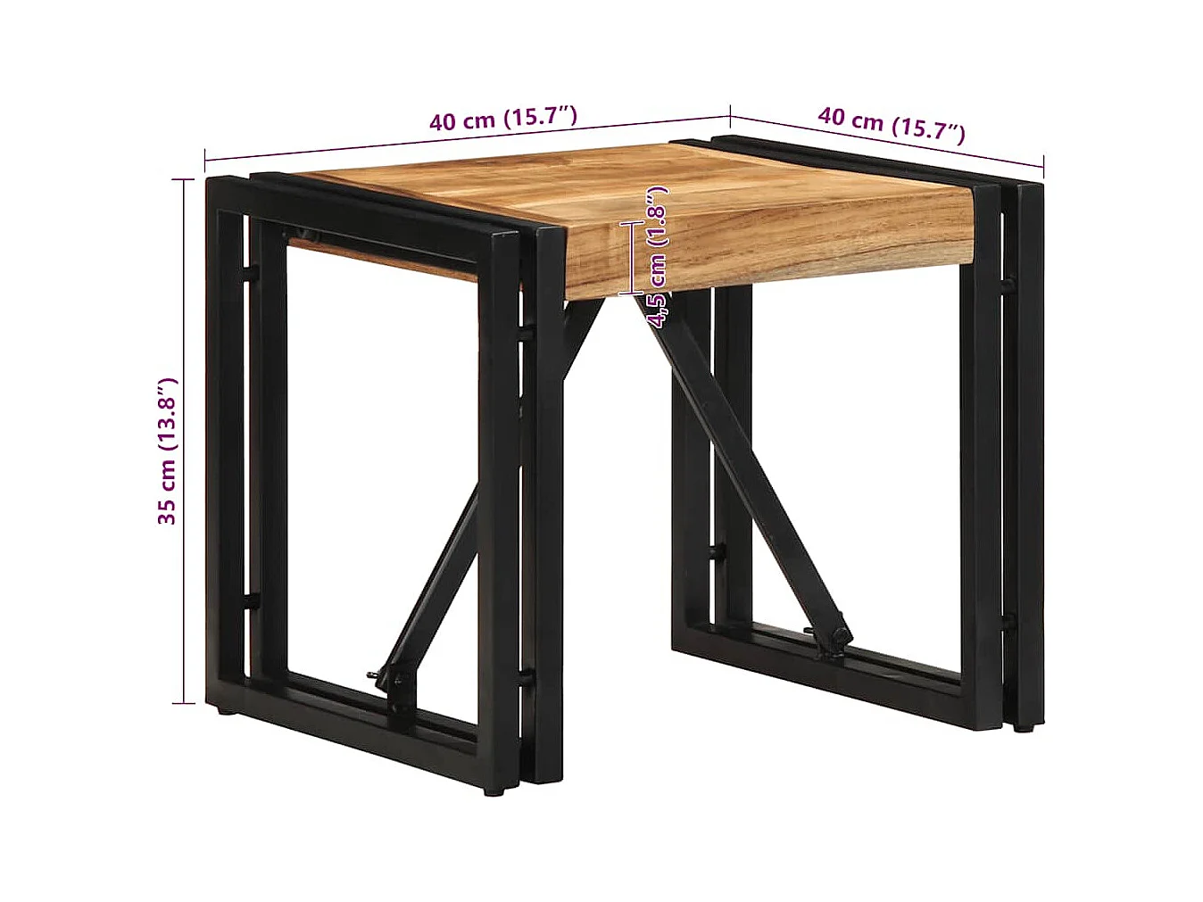 Couchtisch-Wohnzimmertisch-Beistelltische 40x40x35 cm Massivholz Akazie SHL34020