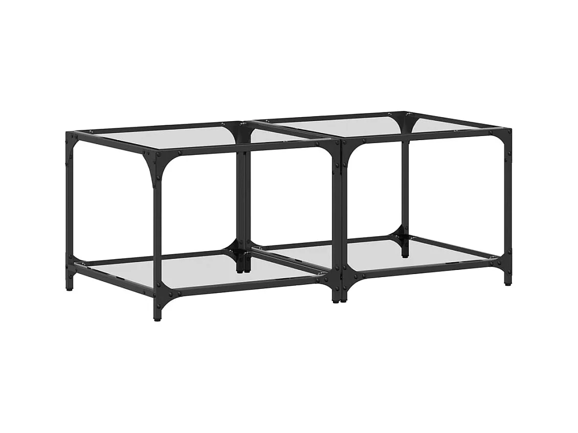 Tables basses salon-Tables d'appoint avec dessus en verre transparent 2 pcs acier SHL37348