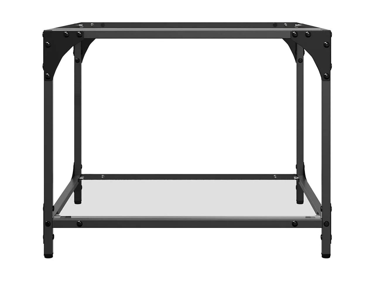 Couchtisch 2er Set-Sofatisch-Beistelltische mit Glasplatte Transparent 50x50x40 cm Stahl SHL74490