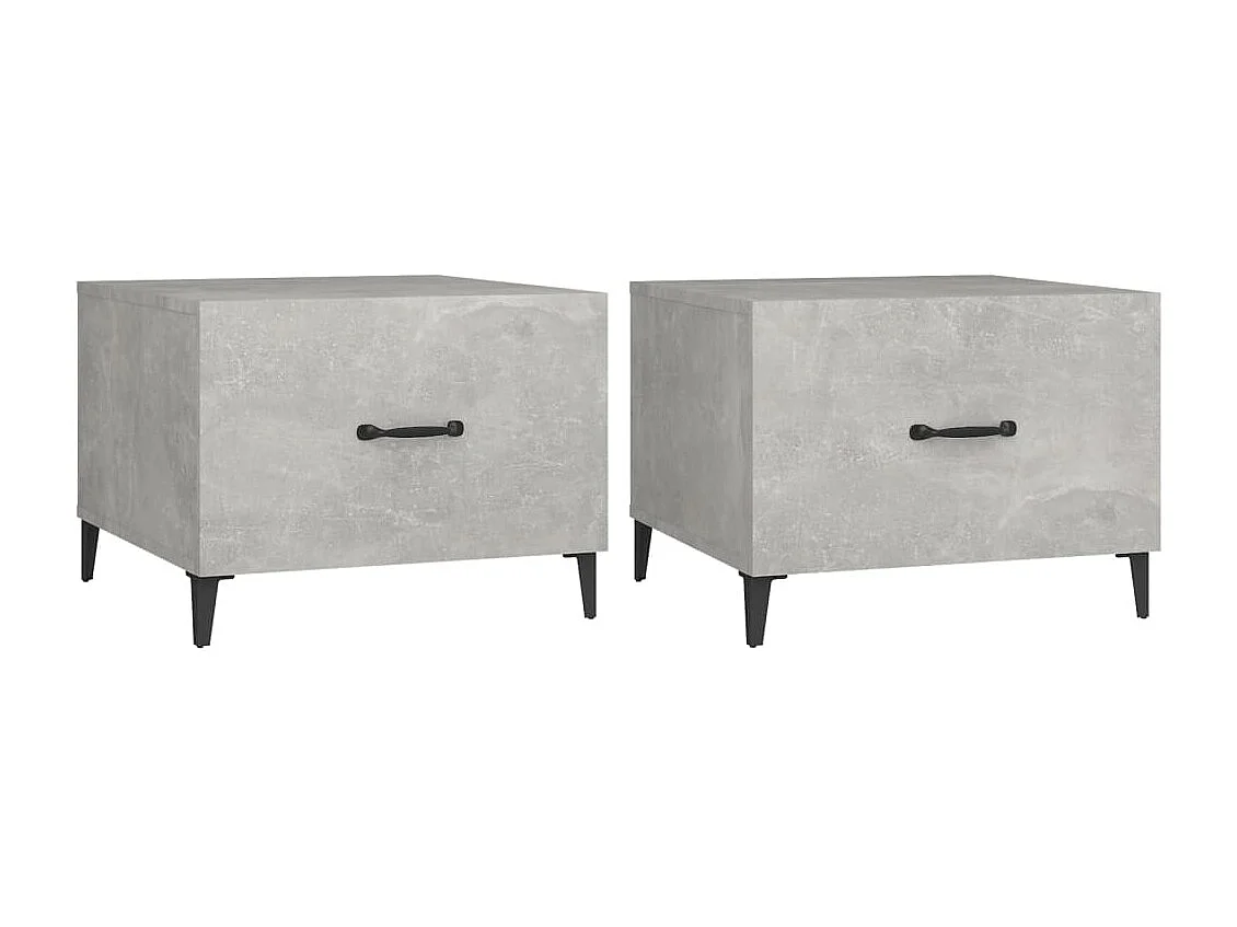 Couchtisch 2er Set-Sofatisch-Beistelltische mit MetallbeinenBetongrau 50x50x40 cm SHL34526