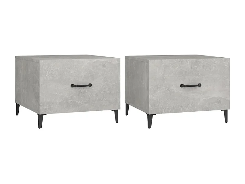 Couchtisch 2er Set-Sofatisch-Beistelltische mit MetallbeinenBetongrau 50x50x40 cm SHL34526