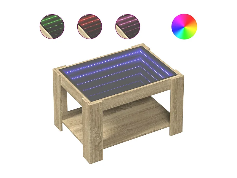 Mesa de centro-Mesa auxiliar madera contrachapada roble ahumado 100x100x35 cm SHL4147