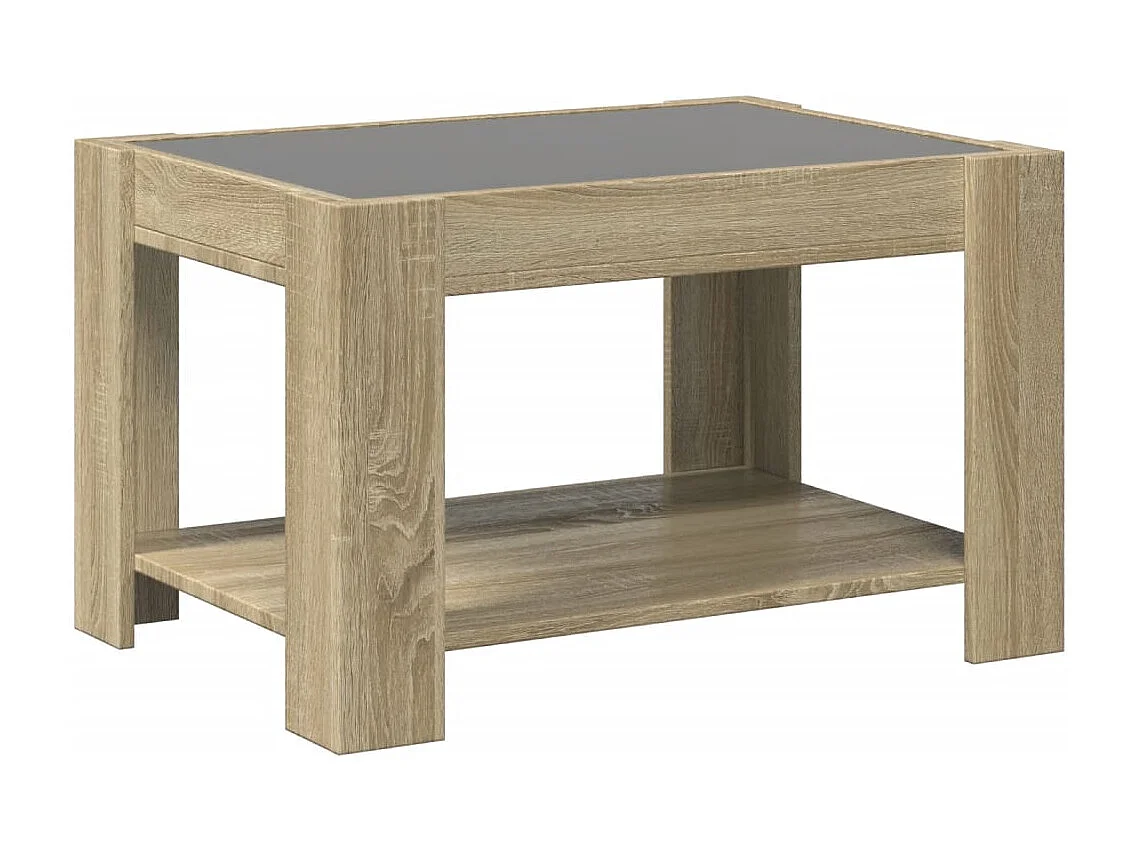 Mesa de centro-Mesa auxiliar madera contrachapada roble ahumado 100x100x35 cm SHL4147