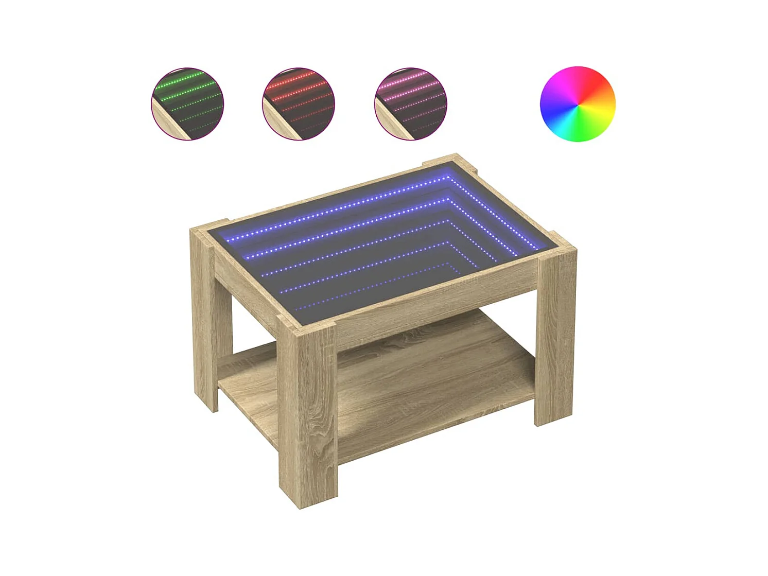 Table basse salon-Table d'appoint avec LED chêne sonoma 73x53x45 cm bois d'ingénierie SHL80044