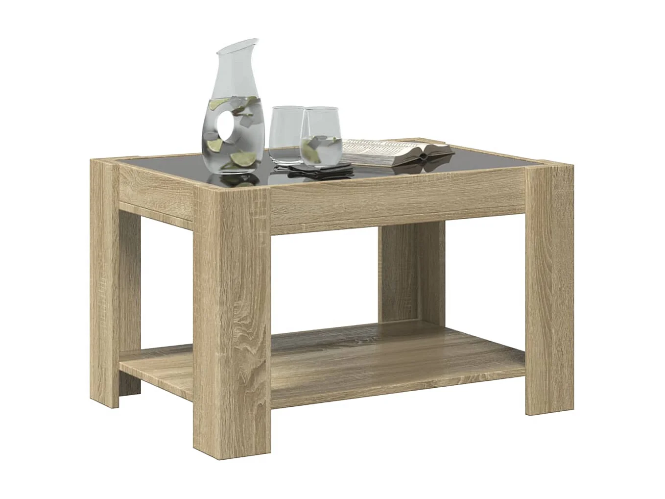 Salontafel | Bijzettafel met LED 73x53x45 cm bewerkt hout sonoma eikenkleurig