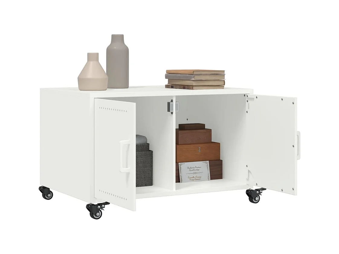 Mesa de centro | Mesa de apoio 68x50x43.5 cm aço branco