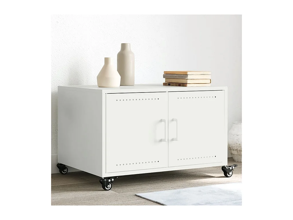Mesa de centro | Mesa de apoio 68x50x43.5 cm aço branco