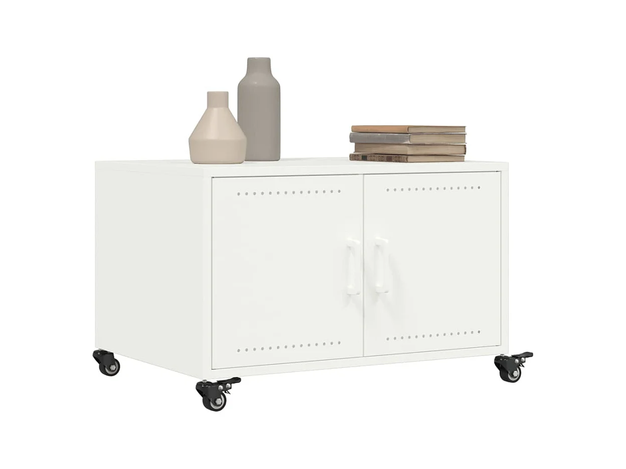 Mesa de centro | Mesa de apoio 68x50x43.5 cm aço branco