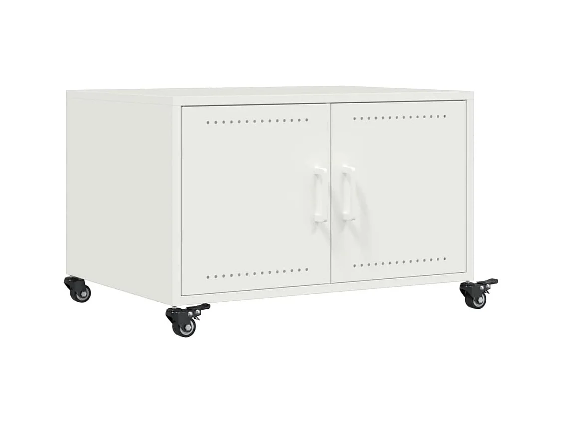 Table basse salon-Table d'appoint blanc 68x50x43,5 cm acier SHL51362
