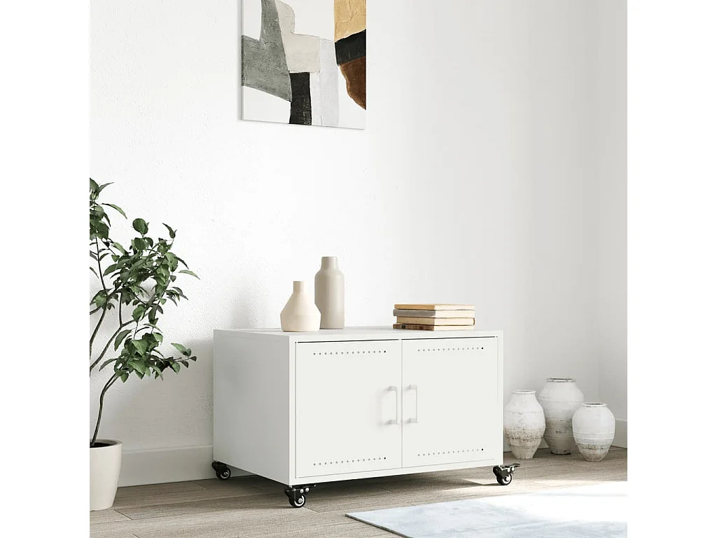 Couchtisch-Beistelltische-Sofatisch Weiß 68x50x43,5 cm Stahl SHL15009