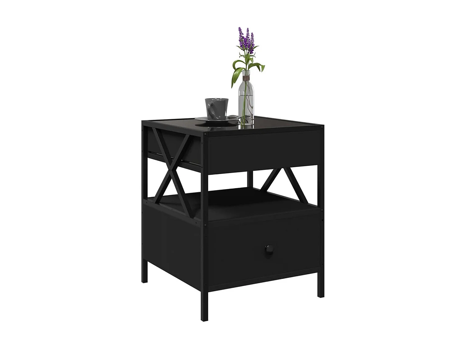 Couchtisch mit Infinity-LED | Beistelltische | Sofatisch Schwarz 40x40x51 cm SHL83486