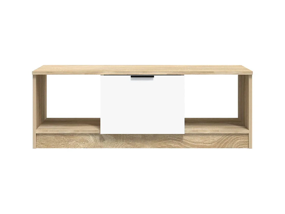 Mesa de centro | Mesa de apoio 102x50x36 cm madeira processada branco/sonoma
