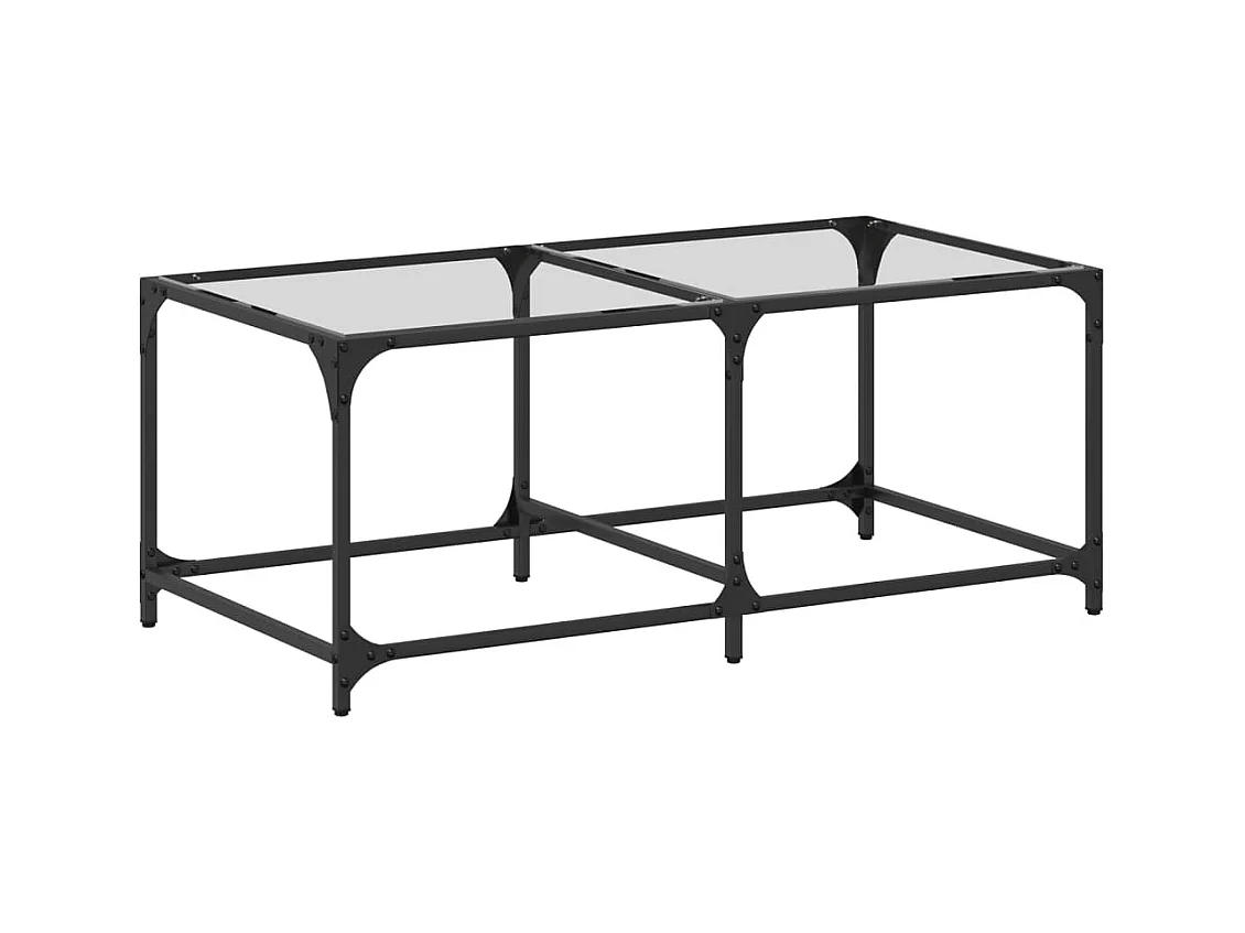 Table basse salon-Table d'appoint-dessus en verre transparent 98,5x50x40cm acier SHL6328